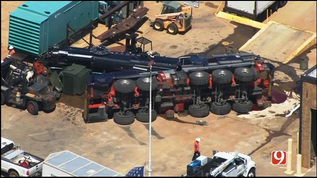 Crane Collapse In West OKC Spills Fluids Into Storm Drain