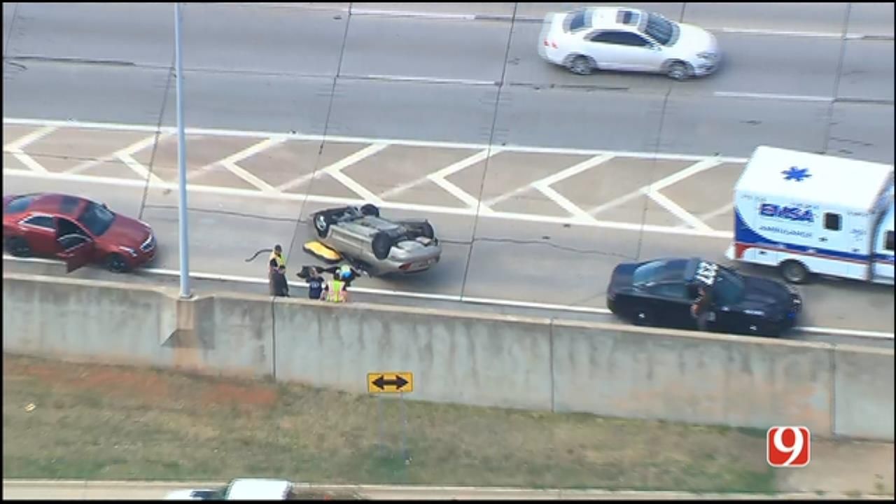 Crews Respond To Rollover Crash On EB I-44, Near N. May Ave.
