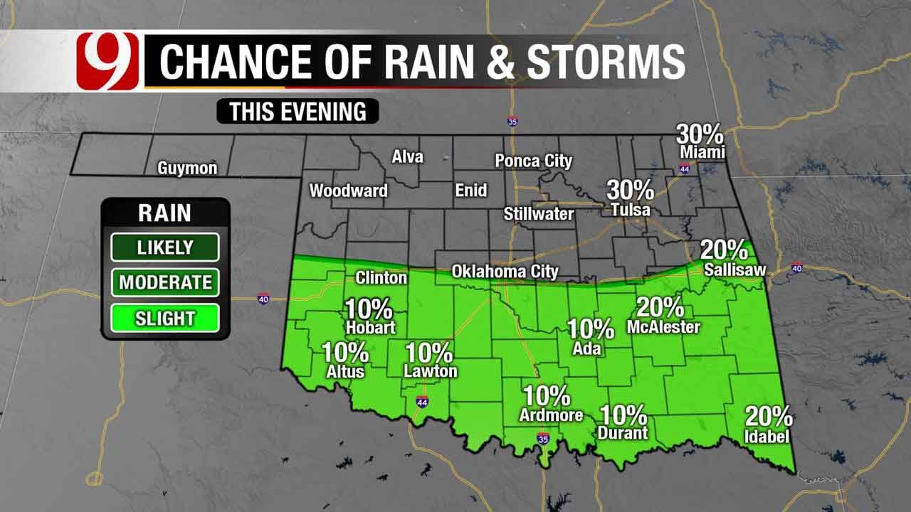 Slight Cool Down, Some Rain Possible In Oklahoma Over The Weekend