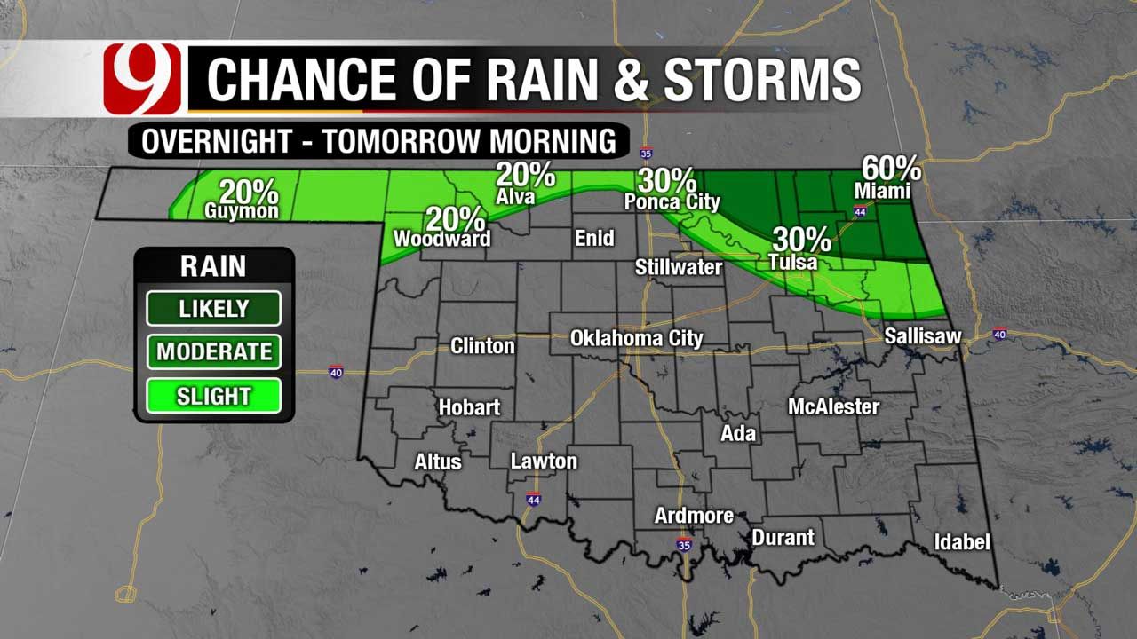 Mostly Clear Skies, Light East Winds For Central OK