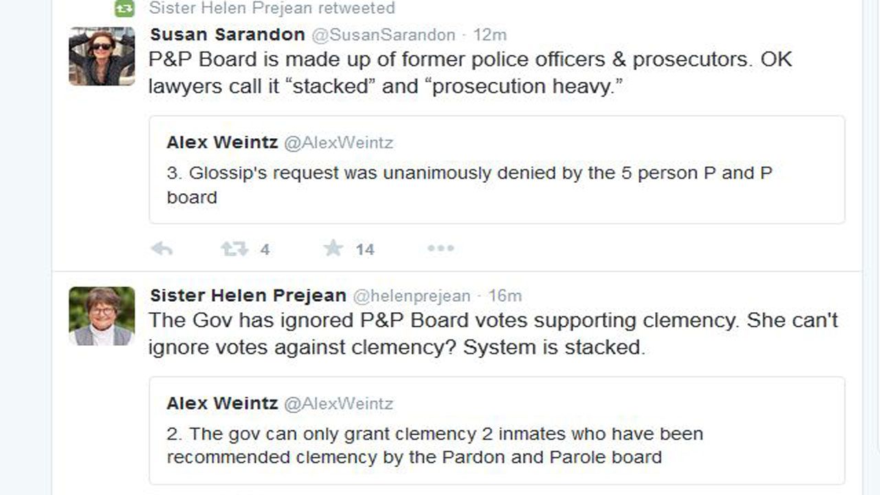 Actress, Anti-Death Penalty Advocate Respond To Gov. Fallin's Office On Twitter