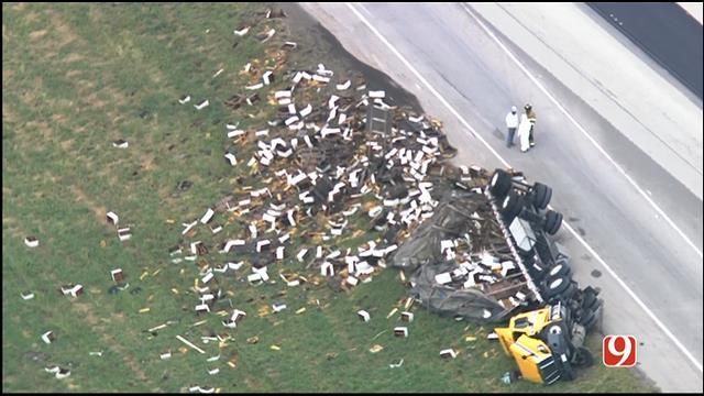 Beeware! Semi Hauling Honey Bees Rolls On SB I-35 In Garvin County
