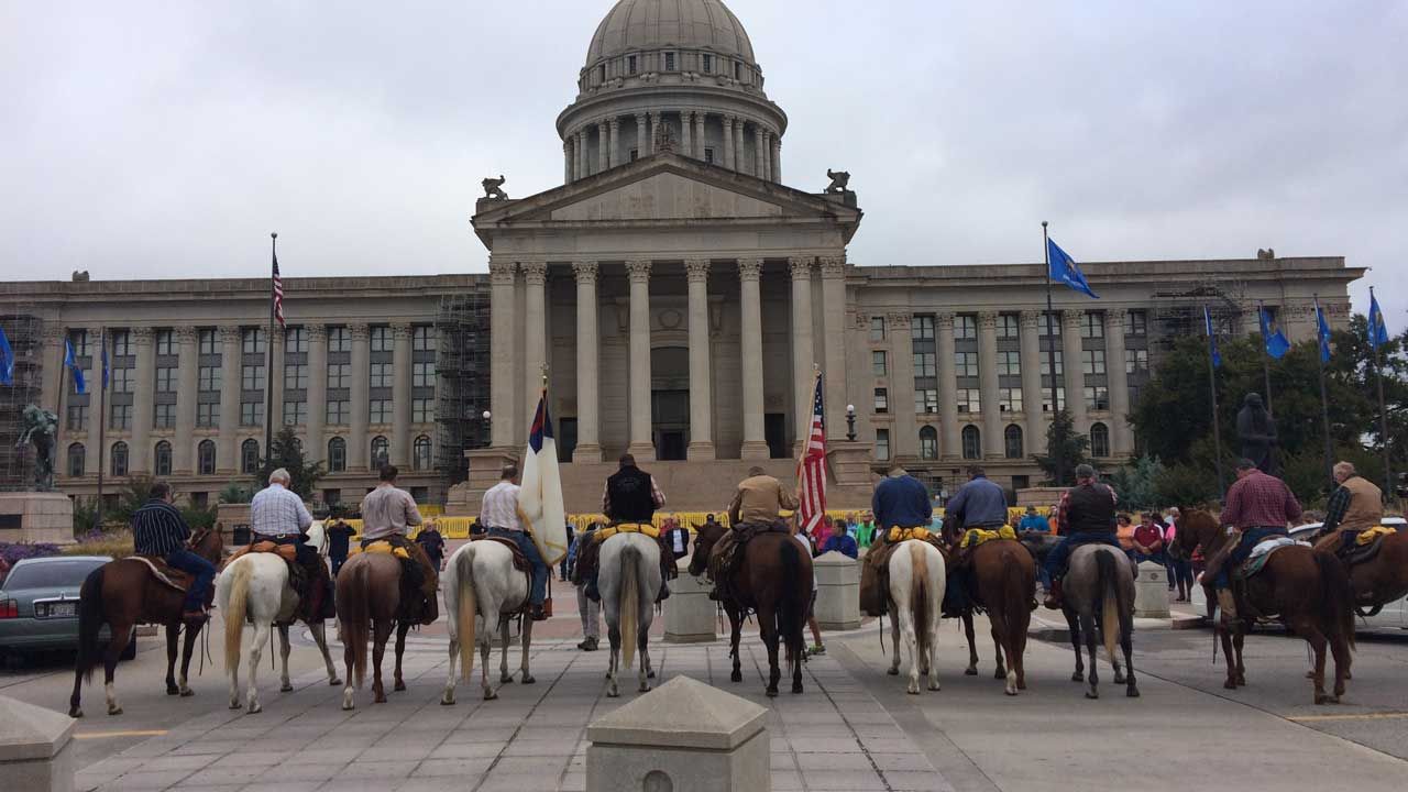 Cowboys Protest Against Removal Of Ten Commandments Monument At OK Capitol