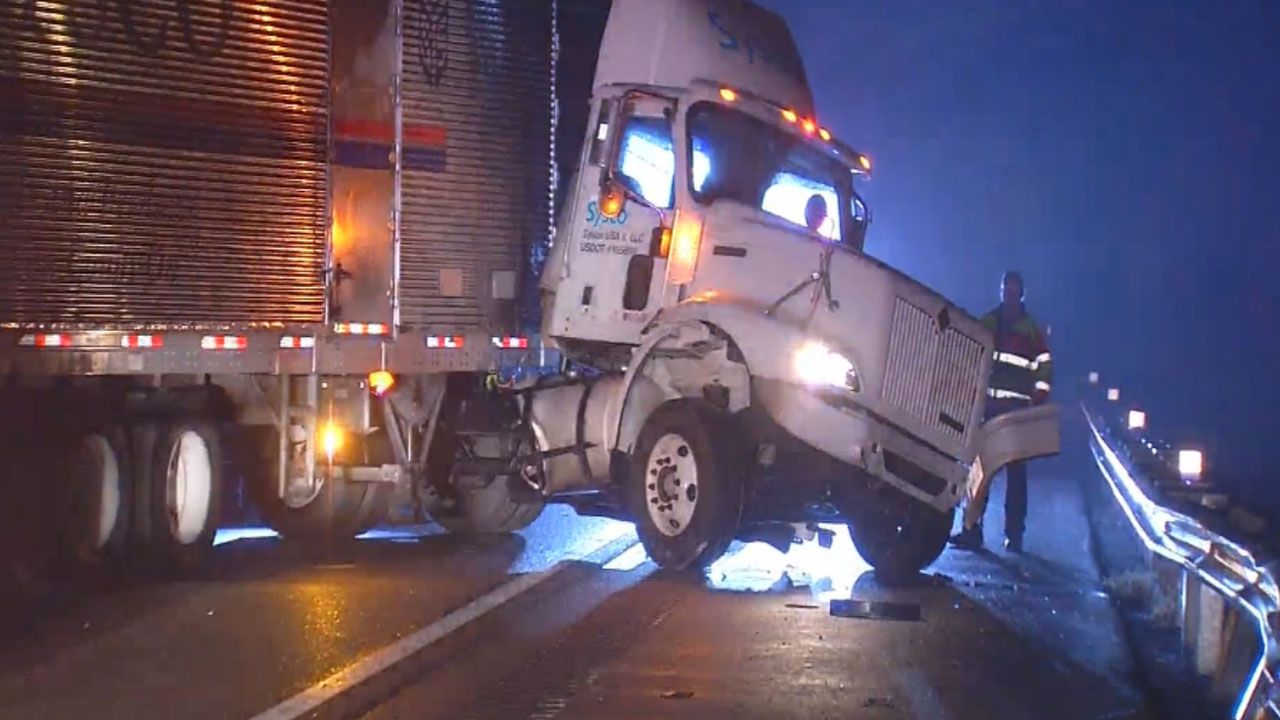 OHP: Driver May Have Fallen Asleep When Semi Jack-Knifed On Turner Turnpike